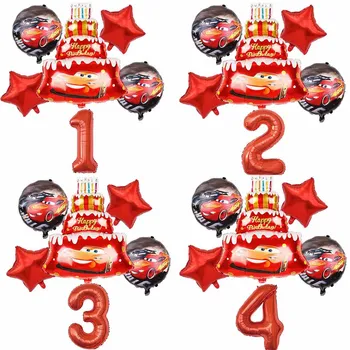 1 комплект Мики Маккуин Кола Торта за Детски Рожден Ден Украса За Рожден Ден Латексови Балони Детски Играчки 32 инча Червен Брой балони
