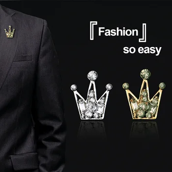 1 Чифт Модни Луксозни Планински Кристал, Мини Crown Брошки Корейски Ретро Костюм, Риза Брошка На Яката На Ризата Crystal Брошка Отличителни Значки Игли