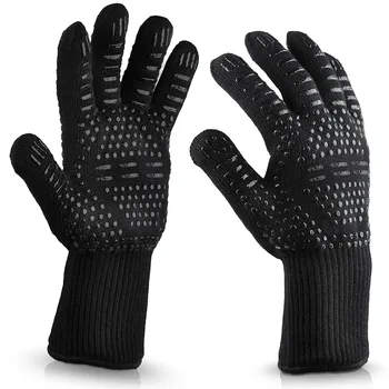 1 Чифт Устойчиви на гумата при висока температура Ръкавици Анти-Ярка Огнеупорен цвят, Пазещи ръкавици за барбекю, Огнеупорни Ръкавици Nomex