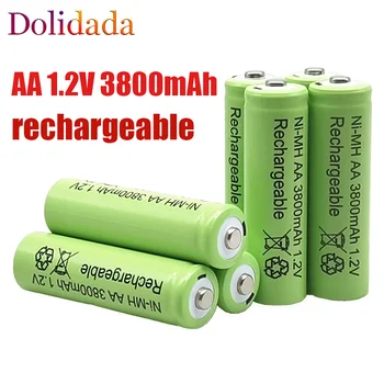 100% оригинална 1.2 AA батерия 3800 mah Ni MH Акумулаторна батерия тип АА може да се използва за MP3 led лампи играчка камера с микрофон