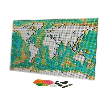 11695 бр. Карта на света Пиксел Художествена Мозайка Строителни Блокове Модел Тухли Творчески Комплекти Детски Подаръци За Деца 3 В 1 DIY Стенопис 31203