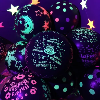 12-инчов Флуоресцентно честит Рожден Ден Светещи Балони UV Черна Светлина Реактивен Неоновите Вечерни Балон Латексный Балон Сватбени Светещи Балони