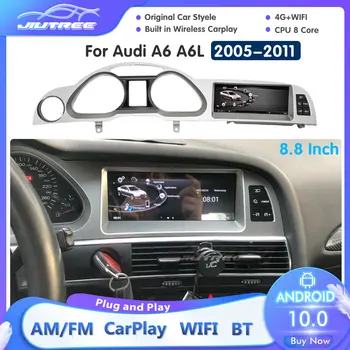 128 GB 2din Android автомагнитола За Audi A6 A6L 2005-2011 MMI 2G 3G GPS Навигация Авто Мултимедиен Android Авто Google Carplay