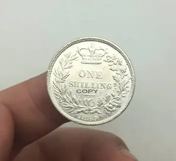 1869 Един Шилинг Месинг със сребърно покритие Копия на Монети Изделия Великобритания VICTORIA DEI GRATRIA BRITANNIAR