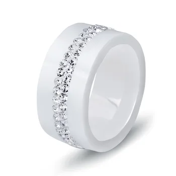 2020 Новият годишен Crystal От Swarovskis От Естествена Керамика Infiniti, е Черно-Бяла пръстен От Керамика За Жени, Модни Бижута, парни бани Пръстени