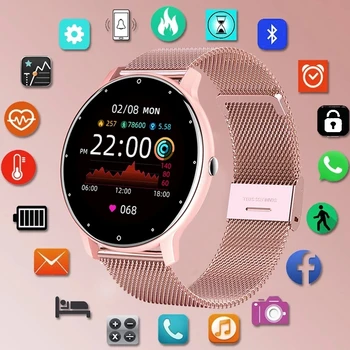2021 Новите Смарт часовници Женски С Пълен сензорен Екран Спортни Фитнес часовник е водоустойчив IP67 Bluetooth За Android и iOS Смарт-Дамски часовници