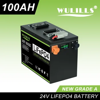 24 В 100AH Lifepo4 Акумулаторна Батерия Вграден BMS литиево-йонна Батерия 24 Акумулаторни Батерии За Лодка Двигател на ЕС, САЩ, ВЕЛИКОБРИТАНИЯ ДАНЪК БЕЗПЛАТНО