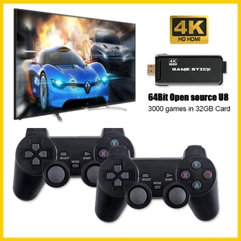 4K Ultra HD U8 Игрова Конзола За PS1 Емулатори HD Изход с Двойна 2,4 G Безжичен Геймпад Контролер ТЕЛЕВИЗИЯ Видео Игри Ключ