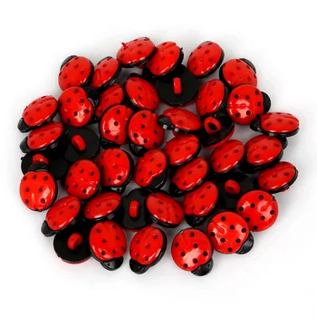 50шт 13x15x8 мм Разход на цвят/Червена калинка Пластмасови Копчета САМ Детски Апликации/Занаят/Шиене на копчета