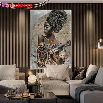 5D Сам Диамантена Мозайка Африканска Черна Жена Графити Изкуството Диамантена Живопис Пълна Кръгла, Квадратна Бродерия Продава Абстрактна Африканска Момиче
