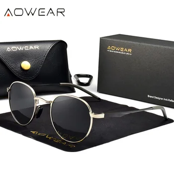 AOWEAR 2022 Дамски Поляризирани Кръгли Слънчеви Очила Дамски Луксозни Реколта Модни Огледални Очила Дамски Vintage слънчеви Очила В стил Steampunk