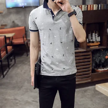 B1730-Летни нови мъжки тениски, обикновена, приталенные, трендови, всекидневни, с къси ръкави