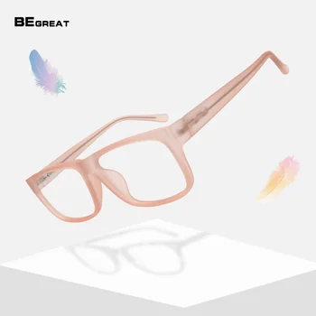BEGREAT Класически Модерни Оптични Очила Квадратни PC Големи Рамки За очила за Жени точка на Дизайнерски Очила на Розови Очила
