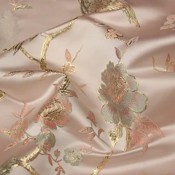 CF1133 полиестер/метални птици, цветя брокат червена/розова жаккардовая плат женствена рокля мода плат чонсам DIY материали