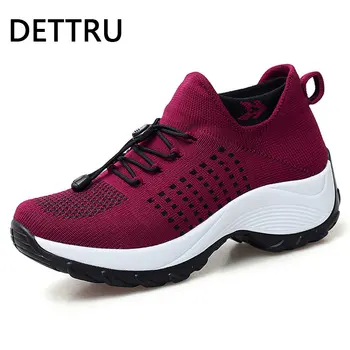 DETTRU/Дамски модел обувки; Модни Маратонки с Пръсти; Дишаща удобни Обувки за Хранене; Ежедневни Лоферы Платформа; Нескользящие