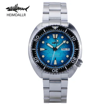 Heimdallr Мъжки часовник за Водолази SRPH55 Turtle King 44 мм Син Циферблат син сапфир NH36 Механизъм за самостоятелно ликвидация 200 метра Водоустойчивост Светлинен