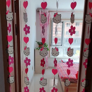 Hello Kitty Момичета Спалня Врата Завесата Скъпа Хол Пластмасова Декоративна Преграда Завеса Фон Стенен Украшение
