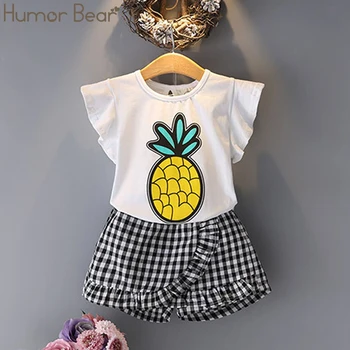 Humor Bear/ Нов комплект дрехи за малките Момичета, Ежедневни Облекла, Летен Комплект за малки момичета, Комплект за детско облекло с принтом Ананас
