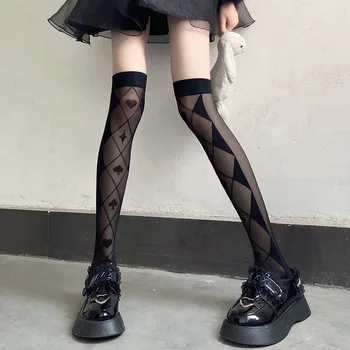 JK/ Чорапогащи до коляното за момичета, Тънки Прозрачни дамски Чорапи в стил Лолита