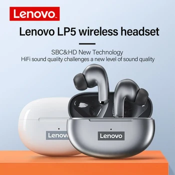 Lenovo LP5 TWS Bluetooth Слушалки 9D Стерео Hi-Fi Спортни Водоустойчив Безжични Слушалки за iPhone 13 Xiaomi Bluetooth Слушалки