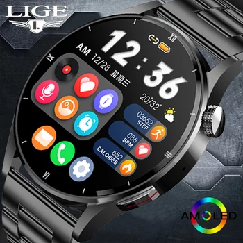 LIGE Bluetooth Предизвикателство Смарт Часовници Мъжки 2022 Температурата на Тялото Спортен Гривна Водоустойчив Потребителски Циферблат Мъжки Умни Часовници За IOS и Android