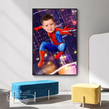 Marvel Spiderman Обичай Платно Плакат За Декор На Детска Стая По Поръчка Персонални Печат Картина На Стенно Изкуство Детски Подаръци Без Рамки