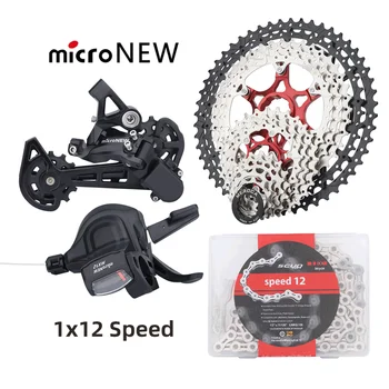 microNEW Комплект за планински велосипед 1x12 В Ключа за превключване на предавките с кабел 11-50 Т 11-52 Т 12 Степени на МТВ Касета 12 S Верига