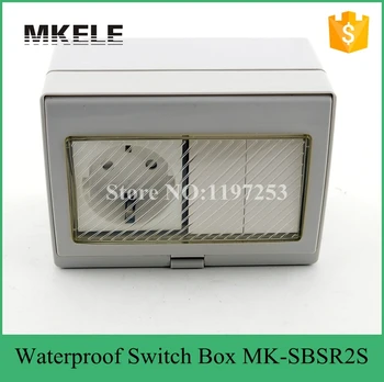 MK-SBSR2S лидер в продажбите 16A 250 водоустойчив открит монтиране на разпределителен кутия, 2 Банди мини водоустойчив ключ ключ с розетка