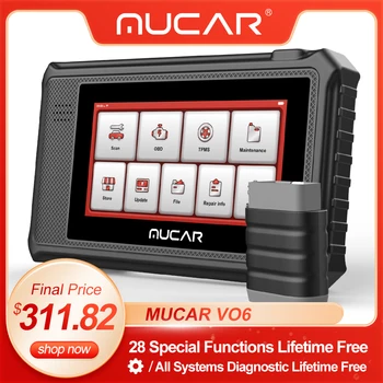 MUCAR VO6 Професионални Инструменти за Диагностика на Автомобили Obd 2 Доживотно Безплатно Обновяване на Пълни Системи за 28 Нулира Скенер Obd2 За Автоматично Четец Код