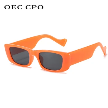 OEC CPO Реколта Квадратни Дамски Слънчеви Очила Ретро Малки Правоъгълни Слънчеви Очила Дамски Секси Оранжеви Очила За Мъже Люнета De Soleil