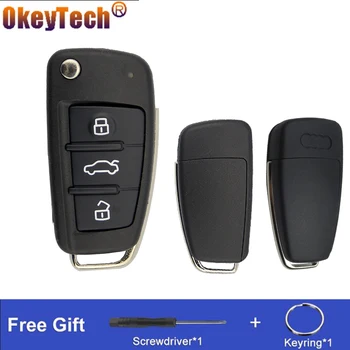 OkeyTech 3 Бутони за Дистанционно Управление на Флип Сгъваема Кола Калъф За Ключове под формата На Миди Ключодържател За Audi A2 A3 A4 A6 A6L A8, TT, Q7 С Режиссерским Острие HU66