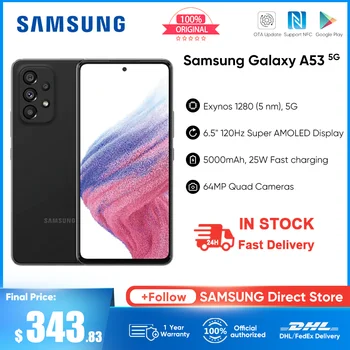 Samsung Galaxy а a53 Оригиналния смартфон с Android 5G Exynos 1280120Hz Super AMOLED Мобилен Телефон 5000 mah 25 W Бързо зареждане
