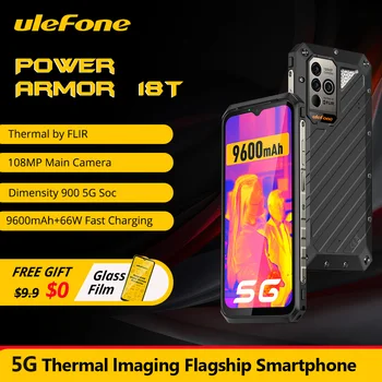 Ulefone Power Armor 18T Здрав телефон FLIR® смартфон 12 + GB 256 GB 9600 ма мобилен телефон NFC телефони Android 12 Глобална версия