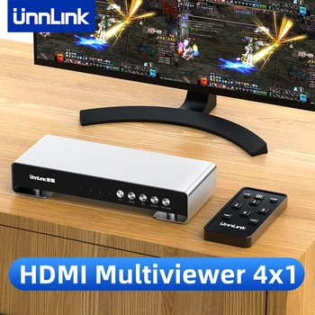 Unnlink 4x1 HDMI Multiviewer 1080P Quad Screen В Режим на Реално Време, Мулти Viewer HDMI Splitter, Безшевни Превключвател с IR Дистанционно Управление