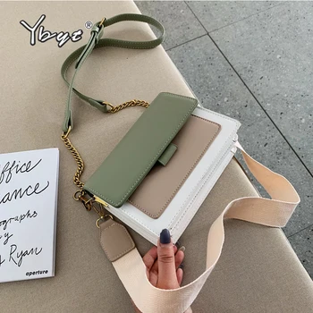 YBYT модерни кожени дамски чанти-месинджър, луксозни чанти, дамски чанти, дизайнерски верига, широка презрамка, чанта през рамо, чанта за пазаруване