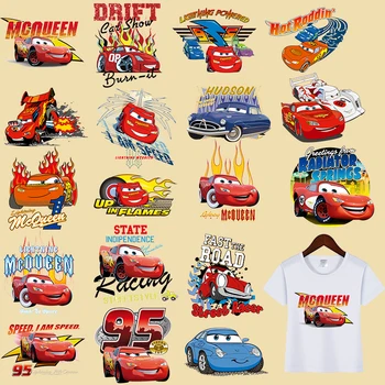 Автомобили Pixar Светкавица Маккуин Теплопередающие Етикети за Тениски Железни Ивици за Дрехи и Качулки Декор от Анимационен филм на Дисни Подарък