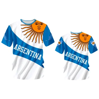 Аржентина Мъжка Тениска 3D Флаг Национална Емблема Принт Къс Ръкав Градинска Мода Футболна тениска Риза Аржентина Облекла За Мажоретки