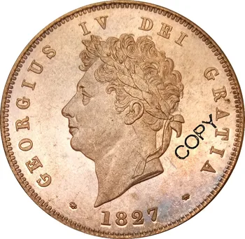 Великобритания 1 Стотинка Георг IV 1827 Копирни монета от Червена мед Възпоменателни МОНЕТИ