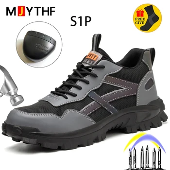 Висококачествено Защитно S1P Обувки, Мъжки Обувки, Неразрушаемая Обувки, Работни Обувки със Защита От удари, Маратонки, Промишлена Обувки със защита от пробиви