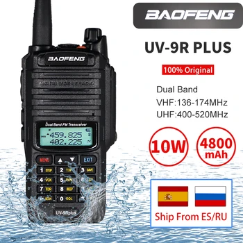 Водоустойчив Baofeng UV-9R Plus Преносима Радиостанция 10 W 4800 mah УКВ двойна лента Ръчен Двустранен радио хям FM-Радиоприемник UV 9R Plus