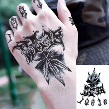 Водоустойчив Временна Татуировка дума лист перо черен Стикер на флаш татуировка фалшива татуировка на средния размер на ръка на ръка татуировки за жени, мъже