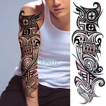 Водоустойчив Временна Татуировка Стикер Примитивно племе Тотеми пълна ръка фалшива татуировка голям е размерът на flash татуировка ръкав за мъже, жени, момичета