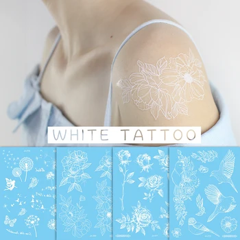 временна татуировка за жени лейси татуировка бяла паста от къна фалшива водоустойчив татуировка на луната цвете звезда ръка на ръка татуировка на лицето сватба