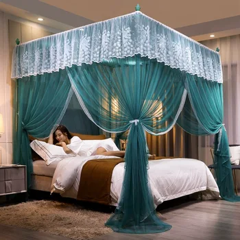 Голямо Легло с Балдахин King Size с Пълна Мрежа Спално бельо Спалня mosquito net с Рамка трехдверная
