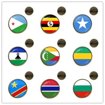 Джибути, Уганда, Гамбия, Конго, Габон, Коморските Острови, Лесото, Сомали, България Национален флаг Стъклени Брошки с Кабошонами Игли За Яката Подарък
