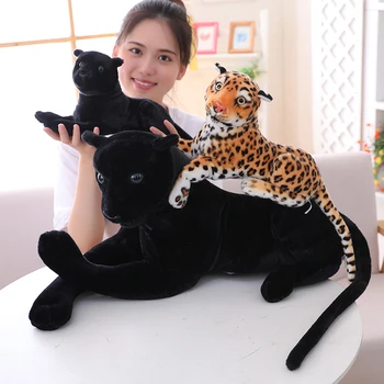 Един 30-120 см Гигантски Черен Леопард Пантера Плюшени Меки Играчки, Меки Животни Възглавница Животно, Кукла Жълт Бял Тигър Играчки За Деца