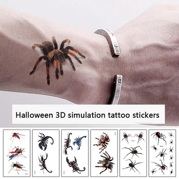 Етикети татуировки Скорпион татуировка на паяк 3D временно За изкуство, тялото татуировки на Хелоуин измами