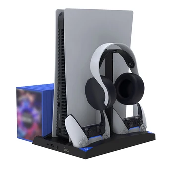 За конзола PS5 6 в 1 Вертикална Поставка с Охлаждащ Вентилатор Контролер зарядно устройство ще захранване на док Станция Поставка за Слушалки Съхранение на Игри за PS5 Аксесоари