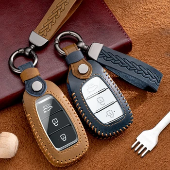 Кожен Калъф за Ключове за Носене на Ключодържател за употреба за Hyundai 3 Бутона Нов Santa Fe Tucson Elantra Mistra Ix35 Verna Fista Ключодържател във формата на Миди