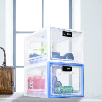 Кутия За Съхранение На Храна В Хладилника Прозрачен С Кодово Заключване Кутия За Лекарства Компактен Санитарен Мобилен Телефон, Таблет Парола Кутия